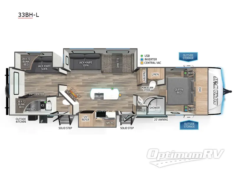 2024 Forest River Cherokee Alpha Wolf 33BHL Floorplan Photo