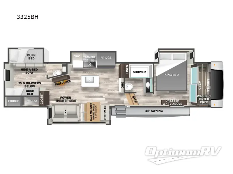2024 Forest River Cedar Creek Experience 3325BH Floorplan Photo