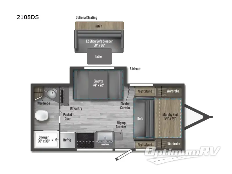 2024 Winnebago Towables Micro Minnie 2108DS Floorplan Photo