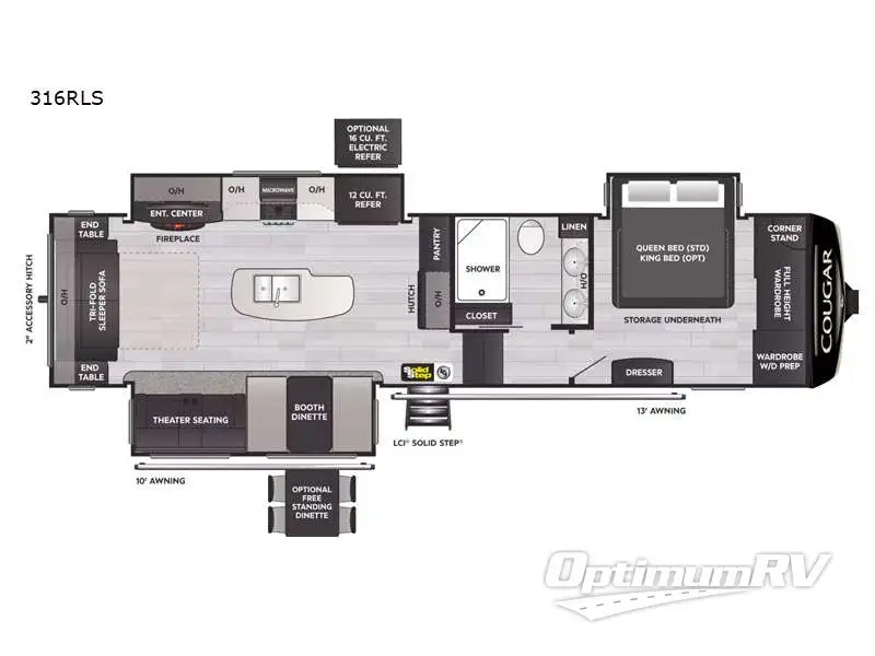 2022 Keystone Cougar 316RLS RV Floorplan Photo