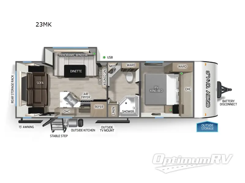 2027 Forest River Cherokee Grey Wolf 23MK Floorplan Photo