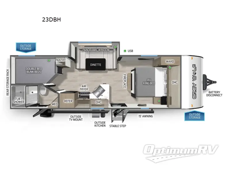2027 Forest River Cherokee Grey Wolf 23DBH Floorplan Photo