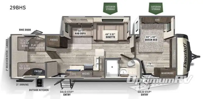2021 Forest River Flagstaff Super Lite 29BHS Floorplan Photo
