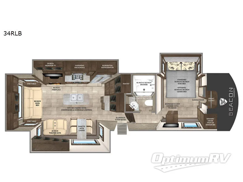 2020 VanLeigh Beacon 34RLB RV Floorplan Photo