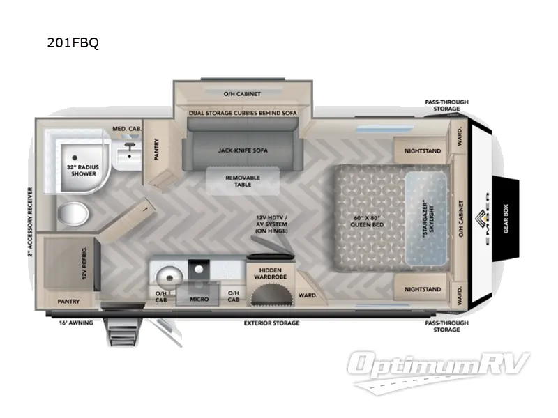 2023 Ember Overland Series 201FBQ RV Floorplan Photo