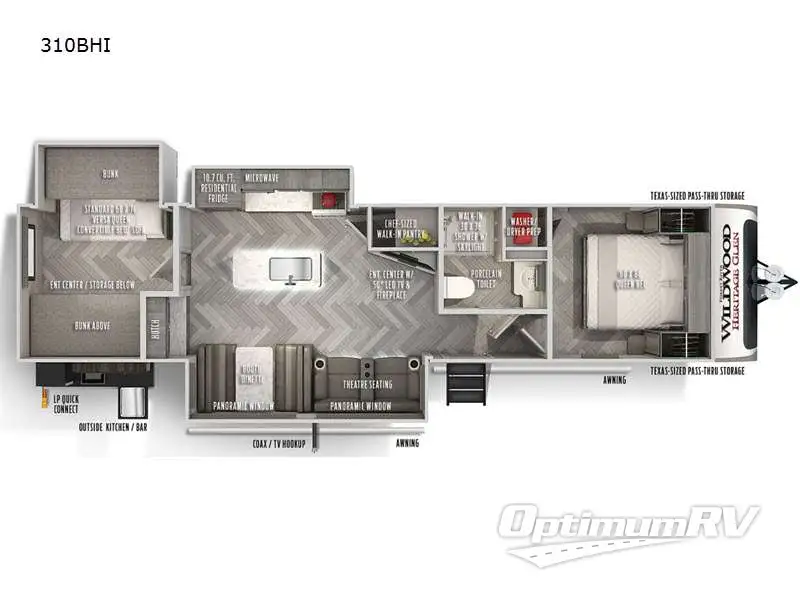 2021 Forest River Wildwood Heritage Glen 310BHI Floorplan Photo