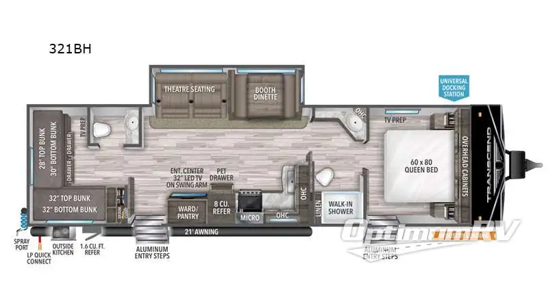 2021 Grand Design Transcend Xplor 321BH Floorplan Photo
