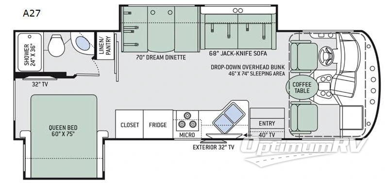 2019 Thor Freedom Traveler A27 Floorplan Photo