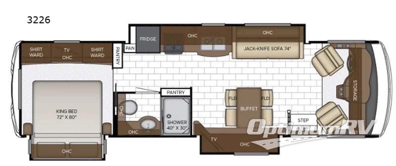 2019 Newmar Bay Star Sport 3226 RV Floorplan Photo