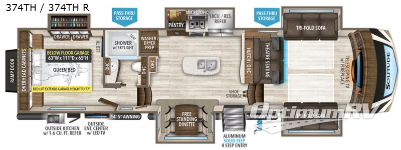 2019 Grand Design Solitude 374TH RV Floorplan Photo