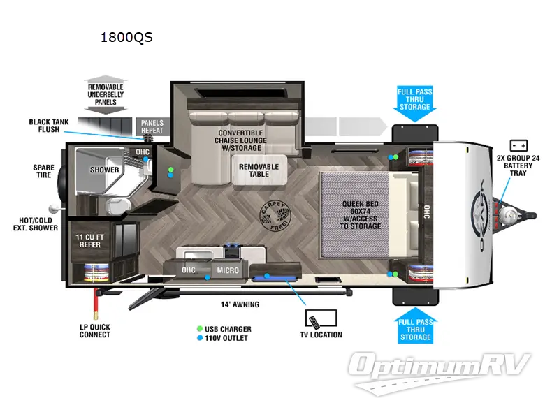 2022 Forest River Ozark 1800QS RV Floorplan Photo