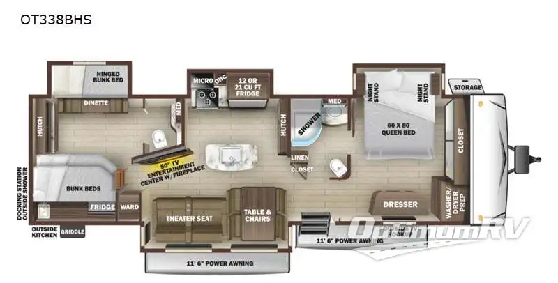 2021 Highland Ridge Open Range OT338BHS RV Floorplan Photo