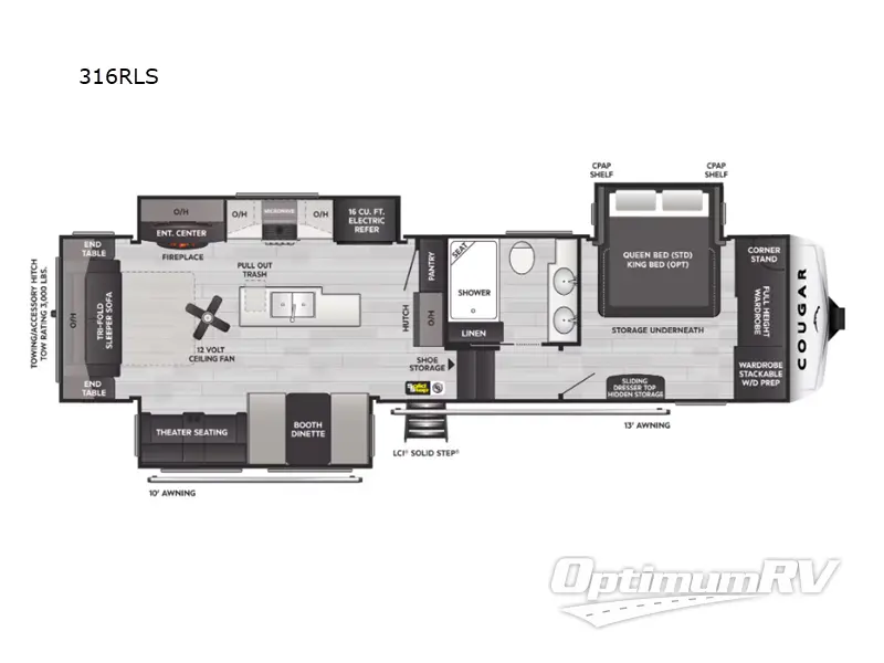 2024 Keystone Cougar 316RLS Floorplan Photo