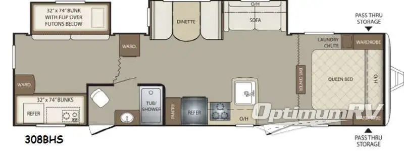 2015 Keystone Bullet 308BHS RV Floorplan Photo