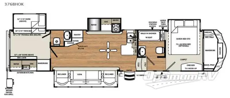 2016 Forest River Sandpiper 376BHOK Floorplan Photo