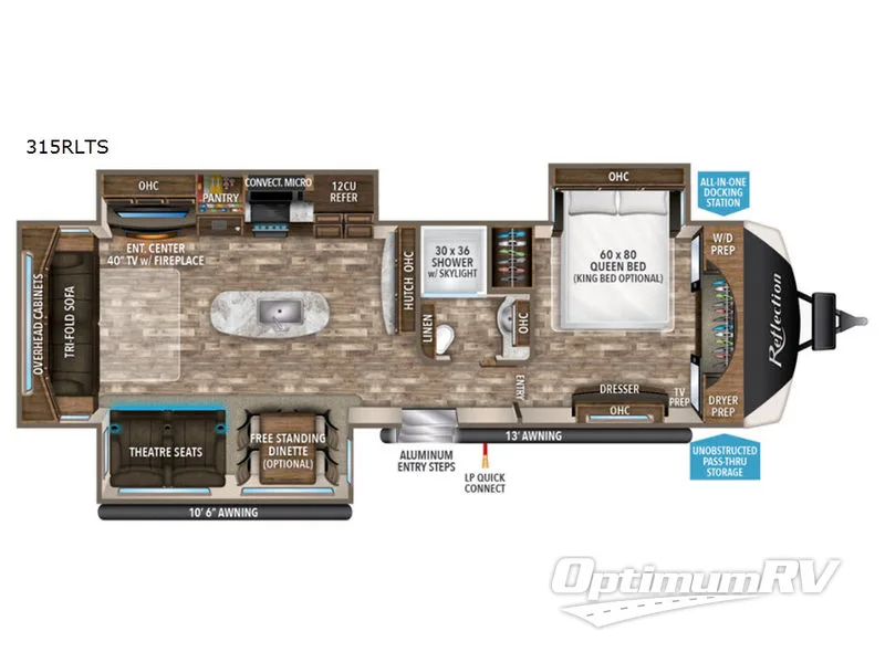 2019 Grand Design Reflection 315RLTS RV Floorplan Photo