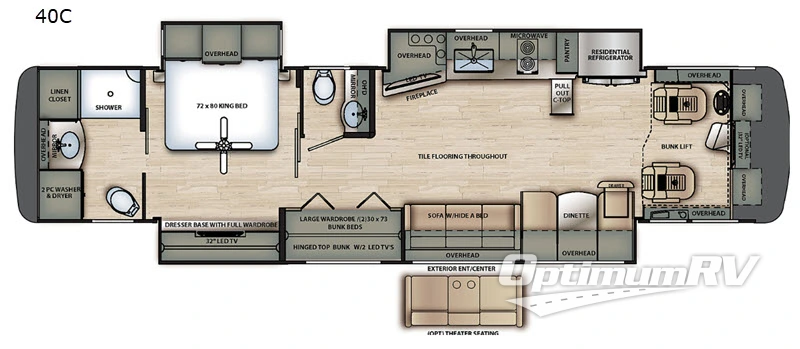 2020 Forest River Berkshire XL 40C RV Floorplan Photo