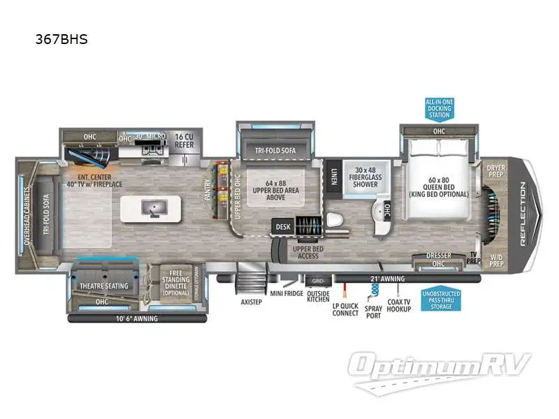2023 Grand Design Reflection 367BHS Floorplan Photo