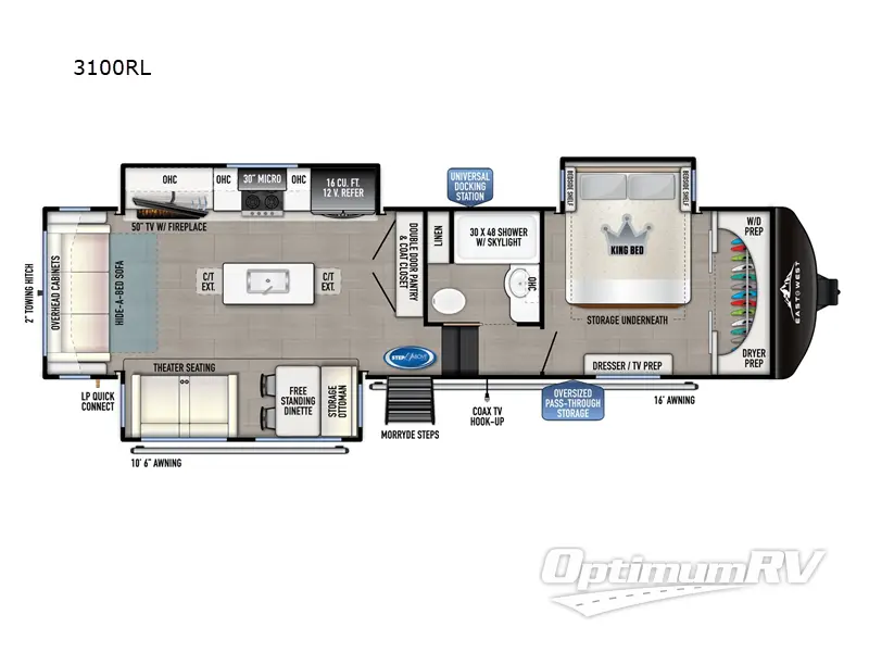 2024 East To West Blackthorn 3100RL RV Floorplan Photo
