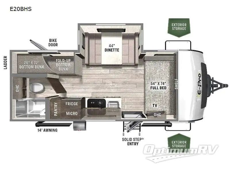 2022 Forest River Flagstaff E-Pro E20BHS RV Floorplan Photo