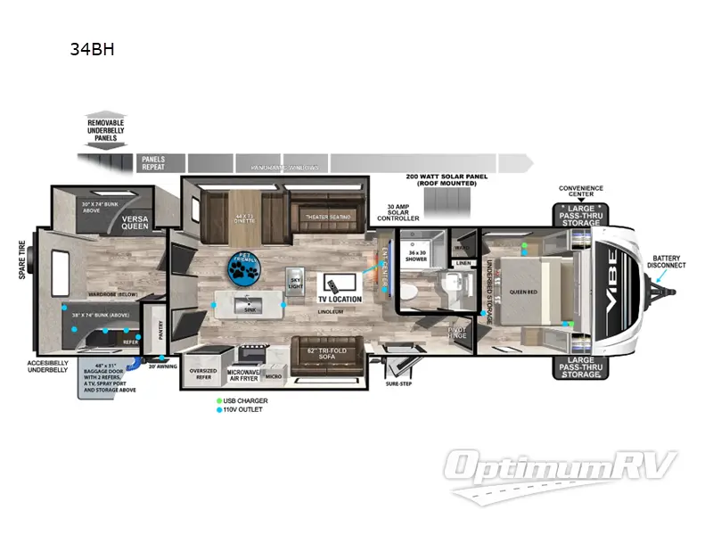 2024 Forest River Vibe 34BH Floorplan Photo