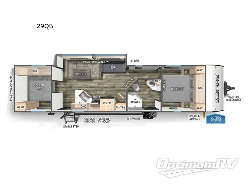 2024 Forest River Cherokee Grey Wolf 29QB RV Floorplan Photo