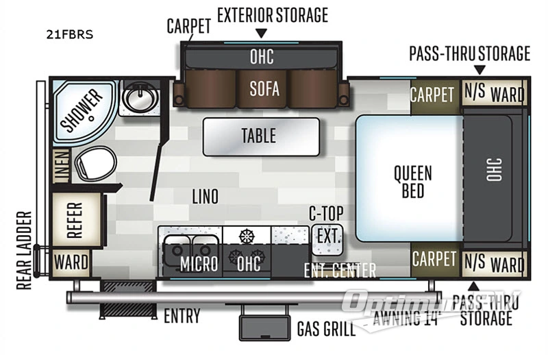 2019 Forest River Flagstaff Micro Lite 21FBRS Floorplan Photo