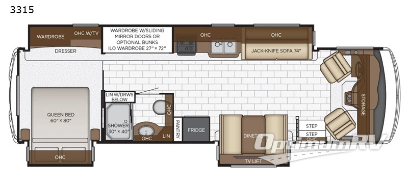 2020 Newmar Bay Star Sport 3315 RV Floorplan Photo