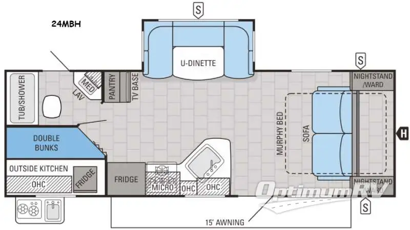 2016 Jayco White Hawk 24MBH RV Floorplan Photo