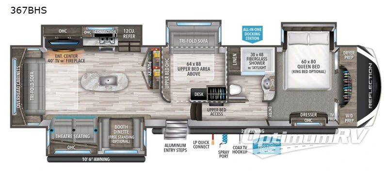 2020 Grand Design Reflection 367BHS RV Floorplan Photo