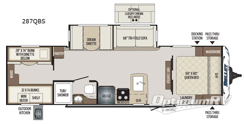 2020 Keystone Bullet 287QBS RV Floorplan Photo