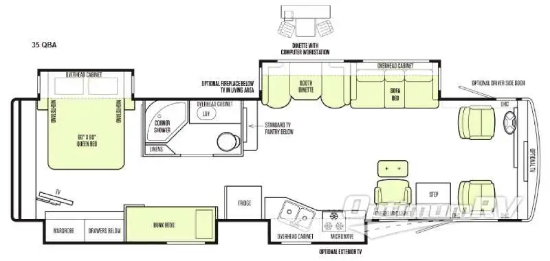 2015 Tiffin Allegro 35 QBA Floorplan Photo