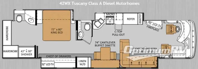 2014 Thor Tuscany 42WX Floorplan Photo