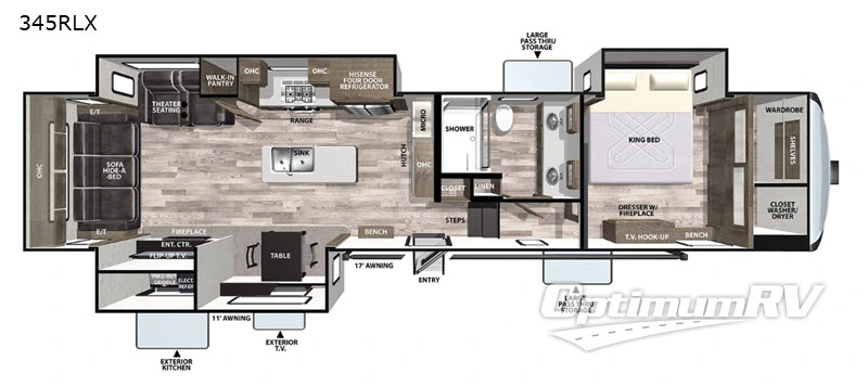 2020 Forest River Cardinal Luxury 345RLX Floorplan Photo