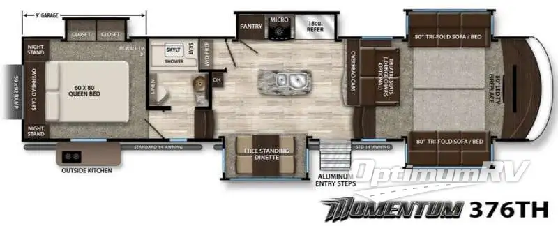 2016 Grand Design MOMENTUM 376TH RV Floorplan Photo