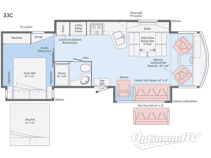 2018 Winnebago Sightseer 33C RV Floorplan Photo