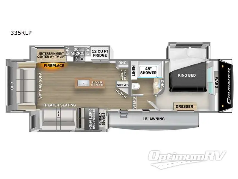 2022 Prime Time Crusader 335RLP Floorplan Photo