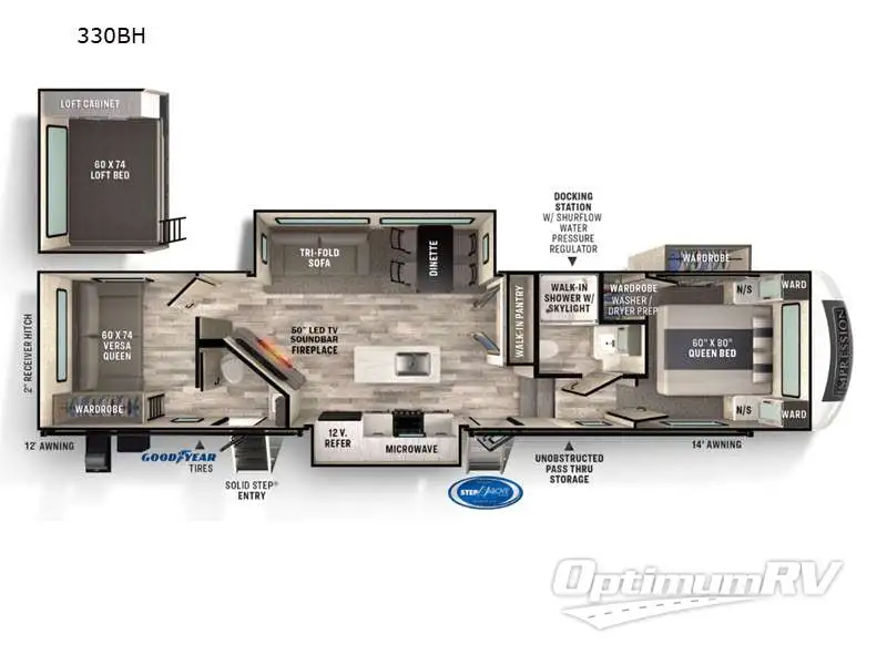 2022 Forest River Impression 330BH RV Floorplan Photo