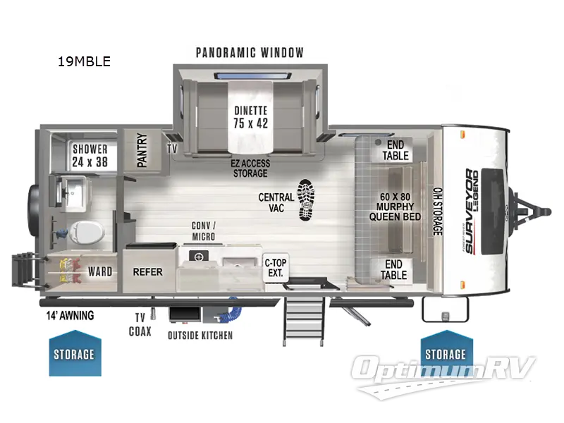 2022 Forest River Surveyor Legend 19MBLE Floorplan Photo