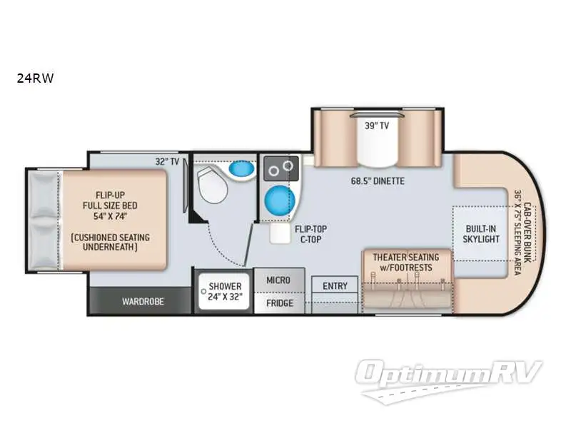 2022 Thor Tiburon Sprinter 24RW Floorplan Photo