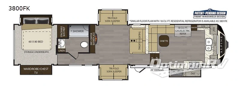 2019 Keystone alpine 3800FK Floorplan Photo