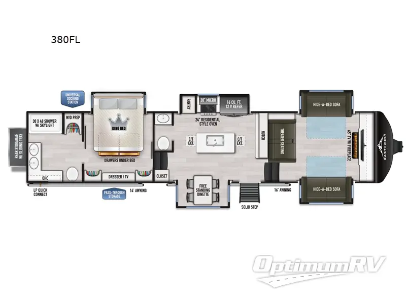 2027 East To West Ahara 380FL RV Floorplan Photo