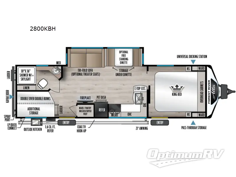 2026 East To West Alta 2800KBH RV Floorplan Photo