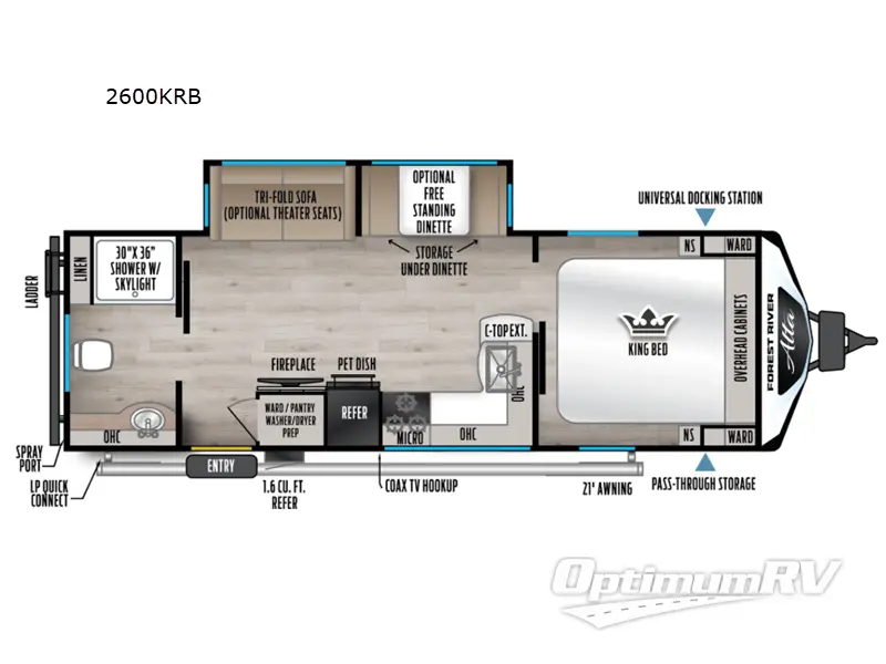 2026 East To West Alta 2600KRB RV Floorplan Photo