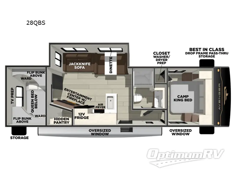 2027 Forest River Avenger 28QBS Floorplan Photo