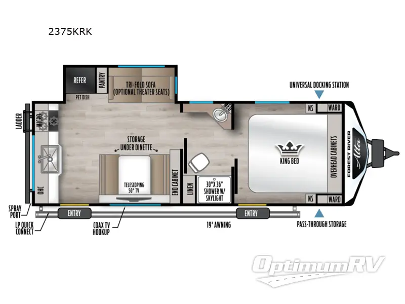 2026 East To West Alta 2375KRK RV Floorplan Photo
