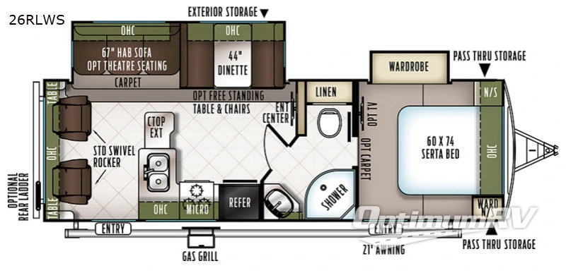 2018 Forest River Flagstaff Super Lite 26RLWS Floorplan Photo