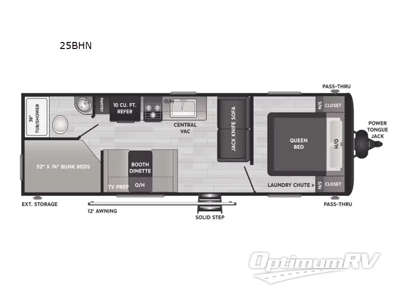 2023 Keystone Hideout 25BHN Floorplan Photo