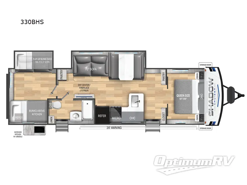 2025 Cruiser Shadow Cruiser 330BHS Floorplan Photo