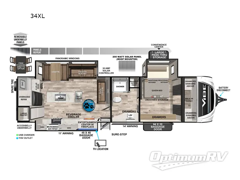 2024 Forest River Vibe 34XL RV Floorplan Photo
